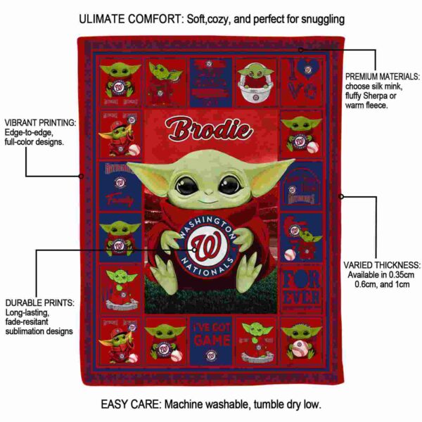 personalized washington nationals baby yoda red blanket new arrival