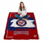 personalized washington nationals paint strokes red white blanket high quality
