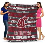 personalized washington state cougars floral stripes crimson white blanket best selling