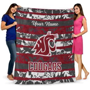 personalized washington state cougars floral stripes crimson white blanket fashion forward