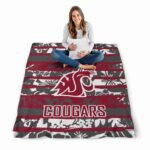 personalized washington state cougars floral stripes crimson white blanket best selling