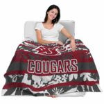 personalized washington state cougars floral stripes crimson white blanket best selling