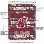 personalized washington state cougars floral stripes crimson white blanket best selling