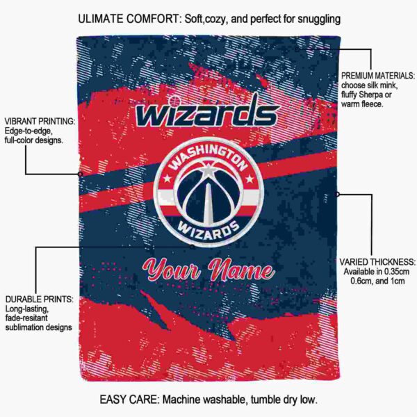 personalized washington wizards grunge streaks blue blanket new arrival