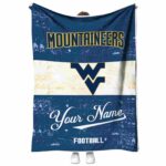 personalized west virginia mountaineers grunge texture blue white blanket best selling