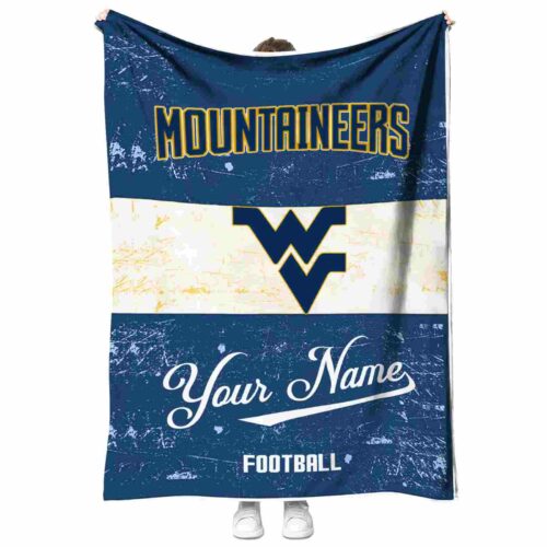 personalized west virginia mountaineers grunge texture blue white blanket best selling