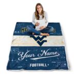 personalized west virginia mountaineers grunge texture blue white blanket best selling