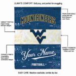 personalized west virginia mountaineers grunge texture blue white blanket best selling