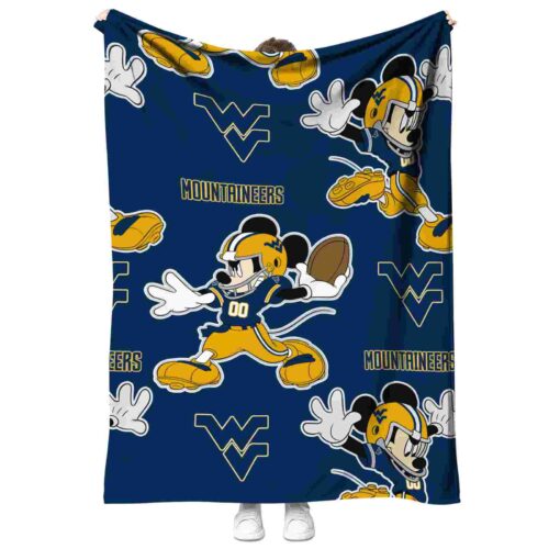 personalized west virginia mountaineers mickey blue blanket best selling