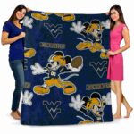 personalized west virginia mountaineers mickey blue blanket best selling