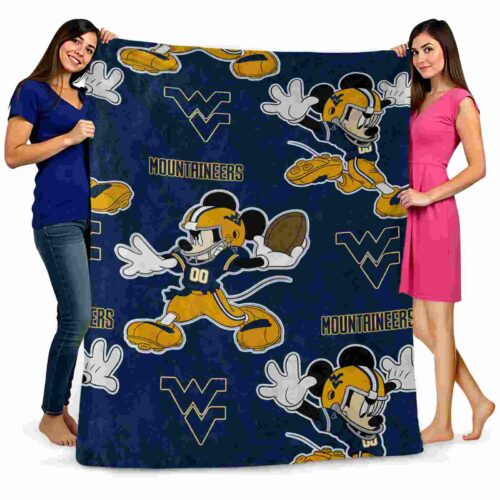 personalized west virginia mountaineers mickey blue blanket fashion forward
