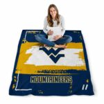 personalized west virginia mountaineers paint strokes blue white blanket best selling