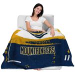 personalized west virginia mountaineers paint strokes blue white blanket best selling