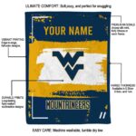 personalized west virginia mountaineers paint strokes blue white blanket best selling