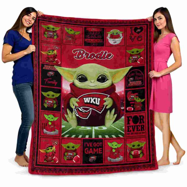 personalized western kentucky hilltoppers baby yoda red blanket fashion forward
