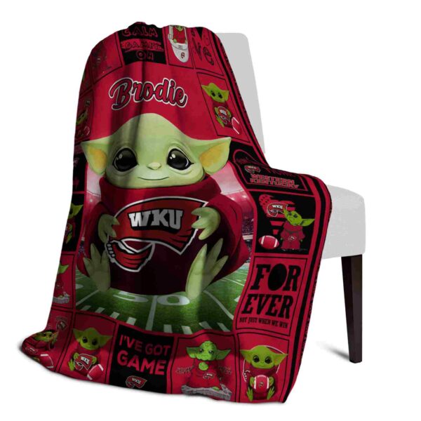 personalized western kentucky hilltoppers baby yoda red blanket top rated