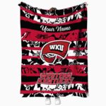 personalized western kentucky hilltoppers floral stripes red white blanket best selling