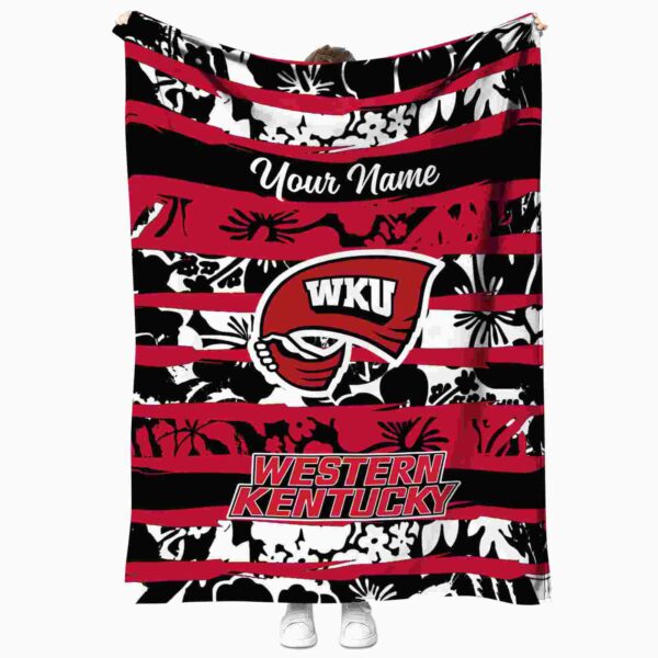 personalized western kentucky hilltoppers floral stripes red white blanket best selling