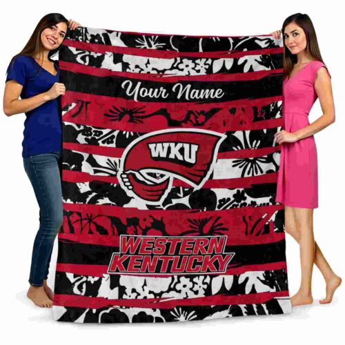 personalized western kentucky hilltoppers floral stripes red white blanket fashion forward