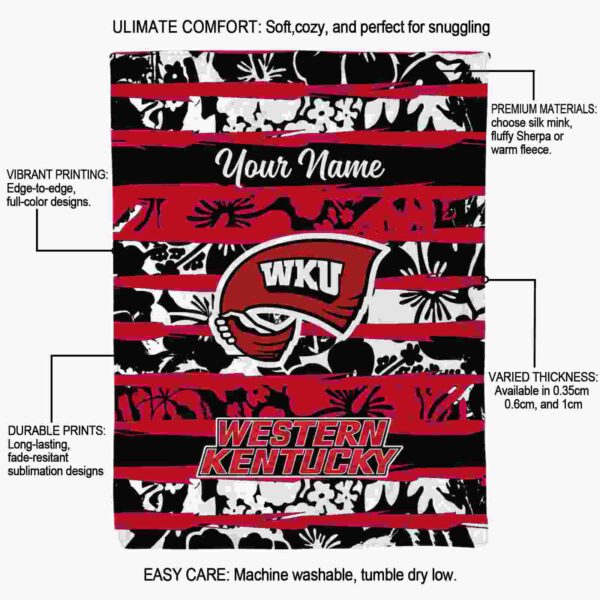 personalized western kentucky hilltoppers floral stripes red white blanket new arrival