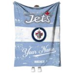 personalized winnipeg jets grunge texture blue white blanket best selling