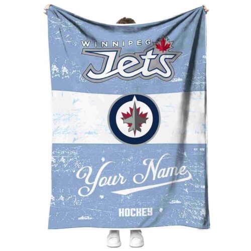 personalized winnipeg jets grunge texture blue white blanket best selling
