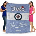 personalized winnipeg jets grunge texture blue white blanket best selling