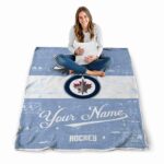 personalized winnipeg jets grunge texture blue white blanket best selling