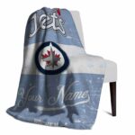personalized winnipeg jets grunge texture blue white blanket best selling