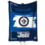 personalized winnipeg jets paint strokes blue white blanket best selling