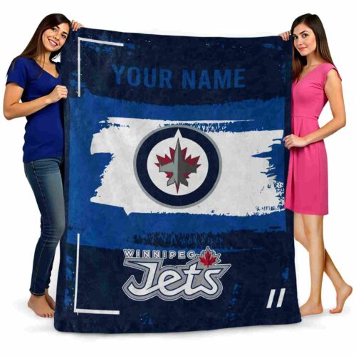 personalized winnipeg jets paint strokes blue white blanket fashion forward
