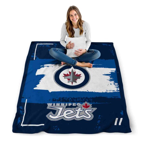 personalized winnipeg jets paint strokes blue white blanket high quality