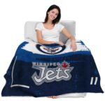 personalized winnipeg jets paint strokes blue white blanket latest model