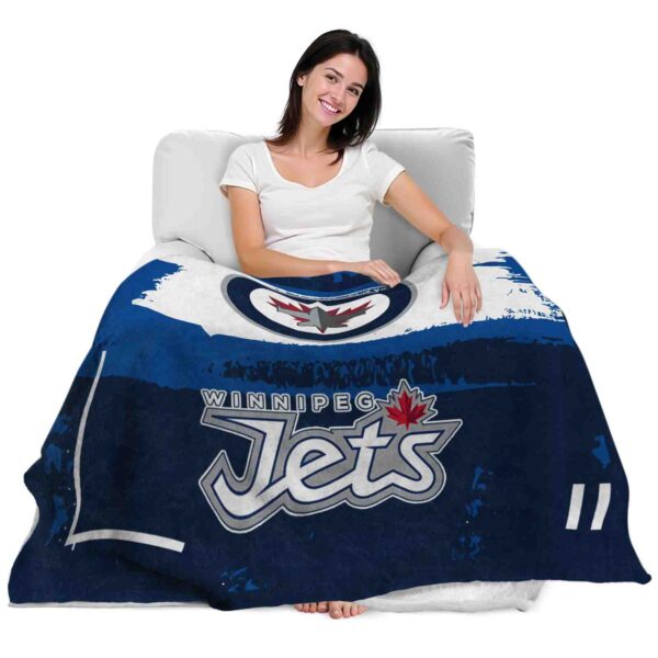 personalized winnipeg jets paint strokes blue white blanket latest model