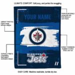 personalized winnipeg jets paint strokes blue white blanket new arrival