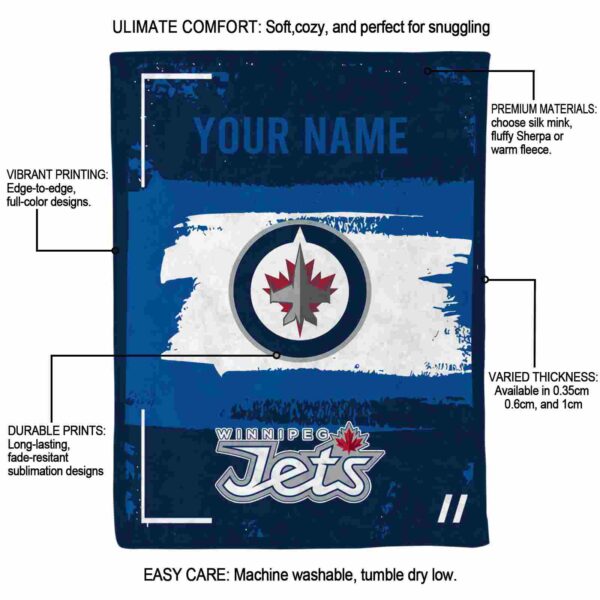 personalized winnipeg jets paint strokes blue white blanket new arrival