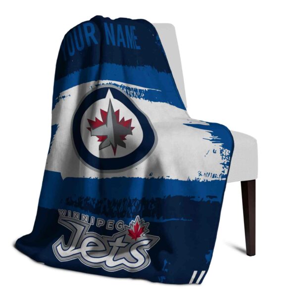 personalized winnipeg jets paint strokes blue white blanket top rated