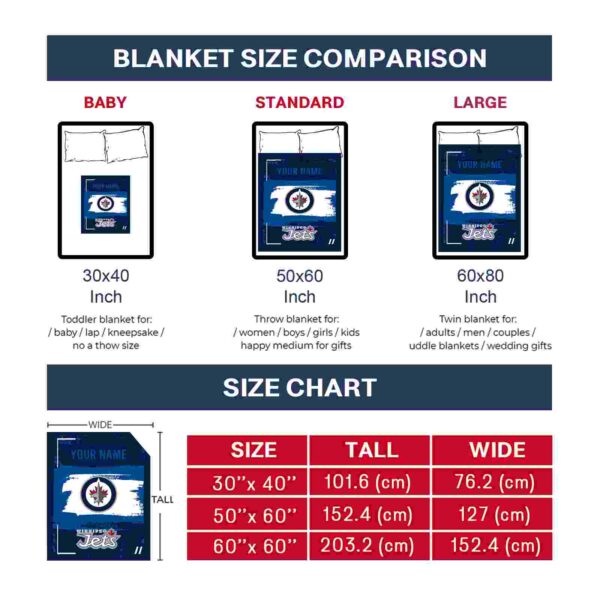personalized winnipeg jets paint strokes blue white blanket trendy