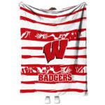 personalized wisconsin badgers floral stripes red white blanket best selling