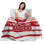 personalized wisconsin badgers floral stripes red white blanket best selling