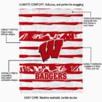personalized wisconsin badgers floral stripes red white blanket best selling