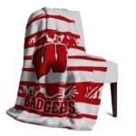 personalized wisconsin badgers floral stripes red white blanket best selling