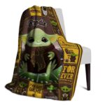 personalized wyoming cowboys baby yoda brown blanket best selling