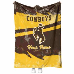 personalized wyoming cowboys grunge streaks brown blanket best selling