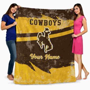 personalized wyoming cowboys grunge streaks brown blanket fashion forward
