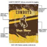 personalized wyoming cowboys grunge streaks brown blanket best selling