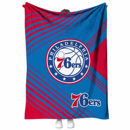 philadelphia 76ers diagonal stripes blue blanket best selling