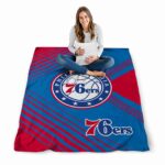 philadelphia 76ers diagonal stripes blue blanket best selling