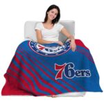 philadelphia 76ers diagonal stripes blue blanket best selling