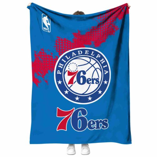 philadelphia 76ers grunge texture blue blanket best selling